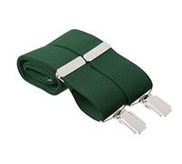 2XL Green Trouser Braces 35mm Wide Elastic 4 Strong Silver Clips 52 Inch Adjustable
