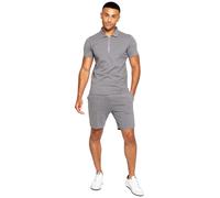(2XL, Grey) Enzo Mens Polo Tracksuit Set