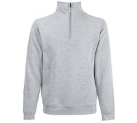 Fruit of the Loom Mens Zip Neck Sweatshirt Top - Grey Cotton - Size 2XL