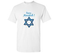 (2XL) Israel Blue Flag Symbol Sign Happy Hanukkah Jewish White Men T Shirt Tee Top