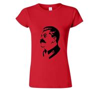 (2XL) Joseph Stalin Soviet Union Russian Socialist Ladies Women Red T Shirt Tee Top