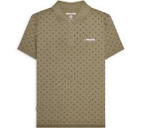 (2XL, Khaki/Java) Lambretta Mens Target AOP Premium Short Sleeve Cotton Casual Polo Shirt