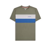 (2XL, Khaki) Lambretta Mens Panelled Casual Cotton Crew Neck Short Sleeve T-Shirt Top Tee