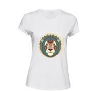 (2XL) Lion Head Leo King Jungle Zodiac Horoscope White Ladies Women T Shirt Tee Top