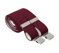 2XL Maroon Heavy Duty Trouser Braces 35mm Wide 4 Heavy Duty Strong Silver Clips 52 Inch Adjustable