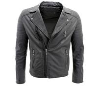 (2XL) Mens Slim Brando Double Cross Zip Leather Jacket
