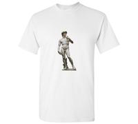 (2XL) Michelangelo Statue of David Marble Sculpture Art White Men T Shirt Tee Top