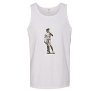 (2XL) Michelangelo Statue of David Sculpture Mens White Tank Top Singlet T Shirt
