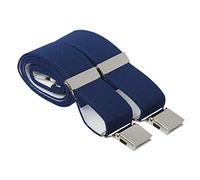 2XL Navy Blue Heavy Duty Trouser Braces 35mm Wide 4 Heavy Duty Strong Silver Clips 52 Inch Adjustable