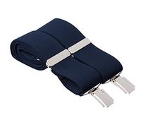2XL Navy Blue Trouser Braces 35mm Wide Elastic 4 Strong Silver Clips 52 Inch Adjustable