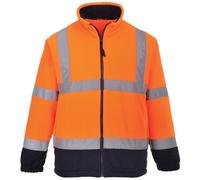 (2XL, Orange/ Navy) Portwest Mens Lined Hi Vis Fleece Jacket (Pack of 2)
