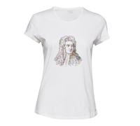 (2XL) Sir Isaac Newton Portrait Art Female Ladies Womens White T-Shirt Tee Tops