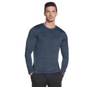 (2XL, Smoke Blue/Blue Iris) Skechers Mens On The Road Long Sleeve Crew Neck Performance T-Shirt