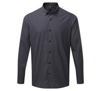 (2XL, Steel/Black) Premier Mens Maxton Check Long Sleeve Shirt
