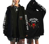 (2XL) Stranger Things Womens Zipper Hooded Sweatshirt Long Sleeve Jacket Winter Coat