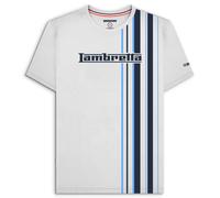 (2XL, White/Navy/Azure) Lambretta Mens Multi Stripe Short Sleeve Crew Neck Cotton T-Shirt Top Tee