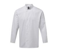 (2XL, White) Premier Unisex Adults Chefs Essential Long Sleeve Jacket