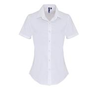 (2XL, White) Premier Womens/Ladies Stretch Fit Poplin Short Sleeve Blouse