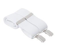 2XL White Trouser Braces 35mm Wide Elastic 4 Strong Silver Clips 52 Inch Adjustable