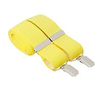 2XL Yellow Trouser Braces 35mm Wide Elastic 4 Strong Silver Clips 52 Inch Adjustable