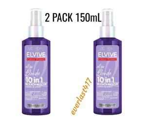 2xL'Oreal Elvive ALL FOR BLONDE 10-in-1 Bleach Rescue Leave in Spray 150ml New