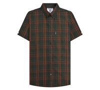(2XLTL, Khaki Green/Orange) Lambretta Mens SS25 Checked Shirt
