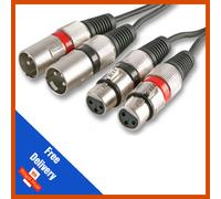 2xMale XLR to 2xFemale XLR Balanced Microphone Twin Lead Patch Cable | 1.2m