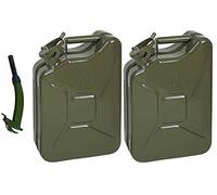 2xOpticare 10 Litre Green Metal Jerry Can With 1 x Flexible Spout (UN Approved, GS/TUV Certification)