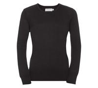 (2XS, Charcoal Marl) Russell Collection Ladies/Womens V-Neck Knitted Pullover Sweatshirt