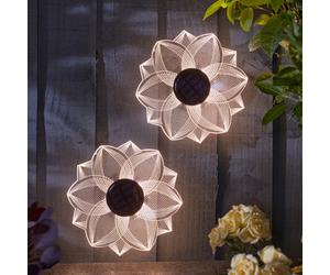 2Xsmart Garden Solar Bloomline Flower Led Fence Wall Art Lights White Colour