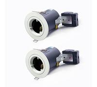 2XSweier 90 Minutes Fir GU10 LED Downlight,White Recessed Ceiling Light，Complete with GU10 lampholder Junction Box IP20 Recessed Spotlight.(Not Including Bulb)