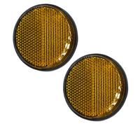 2xTrailer Round Reflectors Yellow Amber,Side Caravan Reflectors,Self Adhesive Reflectors Stick-on Reflective for Gate Posts,Reflectors E4 Approval for Vehicles Bike Lorry (Yellow-2PCS)