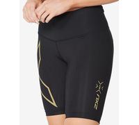 2XU Light Speed Mid-Rise Compression Women's Shorts | UK L in Black/Gold Reflective