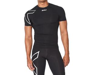 2XU Men's Core Compression Top, Black/Silver, Short Sleeve, M MA6399a
