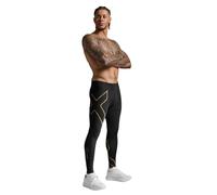 2XU Mens Light Speed Compression Tights, Black/Gold Reflective, S