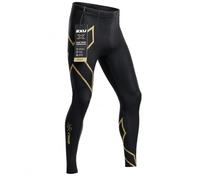 2XU Mens Light Speed Compression Tights, Black/Gold Reflective, L