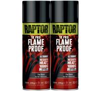 2xU-POL Raptor 1K Pro Flame Proof Flat Black Spray 338ml Resists to 1000°c Heat
