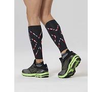 2XU Unisex Compression Calf Guard (UA1987b), Black/Outline Union Jack - X-Large