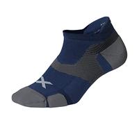 2XU Unisex Vectr Cushion No Show Socks - Blue Steel/Grey, Large