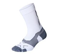 2XU Unisex Vectr Light Cushion Crew Socks - Moisture-Wicking, Breathable, and Supportive Athletic Socks - White/Grey - Size X-Large