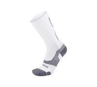 2XU Unisex Vectr Light Cushion Crew Socks - Moisture-Wicking, Breathable, and Supportive Athletic Socks - White/Grey - Size Large