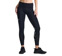 2XU Women's Aero Mid-Rise Compression Tights in Black/Silver for Enhanced Running Performance