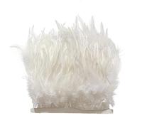 2Yard White Rooster Hackle Feather Fringe Trim 4-6inch in Width for DIY Costume Sewing Craft Decor Dress Accessories Party Supplies Festival Outfits