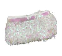 2Yards/Set 15CM Encrypted Sequin Tassel Fringe Lace Trim DIY Handmade Dance Performance Dresses Ribbon Home Decoration(Color White,4Yards)