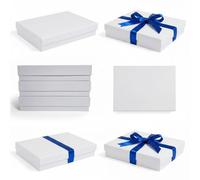 2you 1x Premium Large Gift Box with Lid, A4 Sized Luxury Rigid Presentation Stationery Gift Box 35mm (White) 31x21x3.5cm, Storage Cardboard Organiser, Jewellery Gifts, Decorative Shallow Flat Case