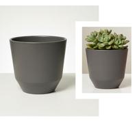 2you 2 Pack Ceramic GREY Plant Pots 13cm Medium Planter Indoor Home Fits 12cm Pots with No Holes • Decorative Flower Pot • Modern Home Décor Garden Planter • Grey Ceramic Nursery Pot