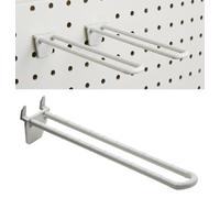 2you 48 Pack Shop Wall Display Hooks Double Prong for MDF Boards Pegboard 8 Inch - Euro Style Plastic Retail, Slatwall & Peg Board Organizer, Merchandising Hangers for Store Fixtures Storage Garage