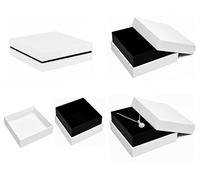 2you Luxury Gift Box with Lid White & Black Medium Jewellery Presentation Box for Bracelet Necklace Earrings Wedding Birthday Gift Packaging for Men & Women 152 x 152 x 40mm