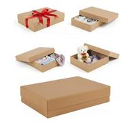 2you Premium Kraft Brown Gift Box with Lid - Rigid Medium Deep A5 Size Storage & Presentation Box for Gifts, Jewellery, Clothing Accessories, Keepsakes & Retail Packaging - 230 x 165 x 50mm