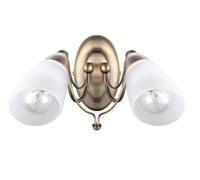 2you Wall Light Indoor 2 Arm Side Light 2 Way with Frosted Glass Shades Antique Brass Sconce Trivia Lounge Hallway Lamp for Bedrooms Reading Living Room 1 Box